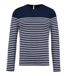 Pánske tričko (KARIBAN MEN’S LONG SLEEVE MARINIERE)>modrá (striped navy) / biela>M