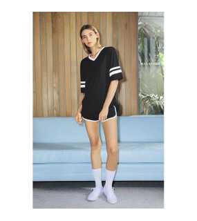 Unisex tričko (AA UNISEX POLY-COTTON V-NECK FOOTBALL T-SHIRT)>šedá (heather) / červená>2XL