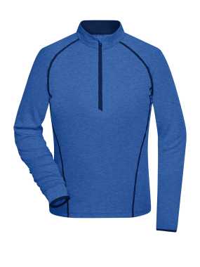 Dámske tričko(JN Ladies Sportsshirt Longsleeve)>modrá (melange) / modrá (navy)>M