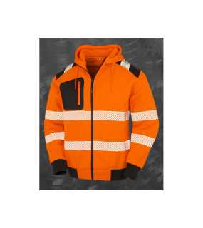 Reflexná bunda(RESULT Genuine Safe-Guard Robust Sweat Hoody)>oranžová/čierna>M