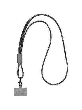 Lanyard na mobil z recyklovaných PET fliaš > šedá (gun metal)