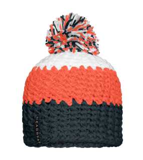 Zimná čiapka (MB Crocheted cap with Pompon) > šedá (carbon) / oranžová / biela