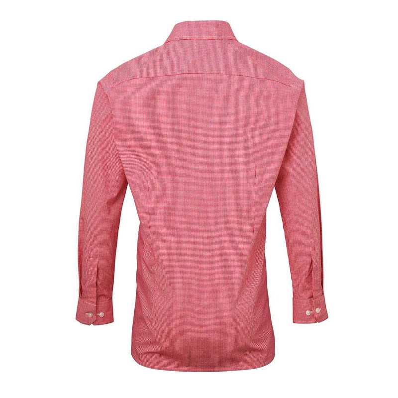 Pánska košeľa(PREMIER MEN’S MICROCHECK(GINGHAM) LONG SLEEVE COTTON SHIRT)>čerená/biela>L