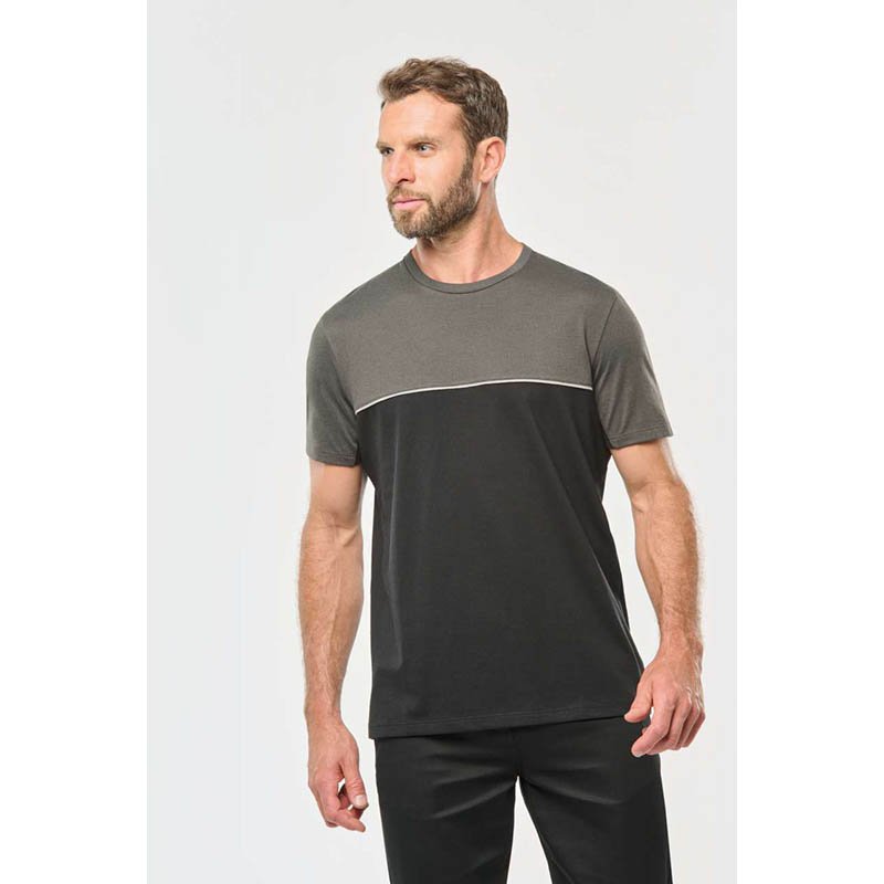 Unisex tričko(UNISEX ECO-FRIENDLY SHORT SLEEVE TWO-TONE T-SHIRT)>čierna/zelená(forest)>XS