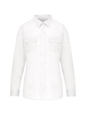 Dámska košeľa (KARIBAN LADIES' LONG SLEEVED SAFARI SHIRT) > biela > 2XL