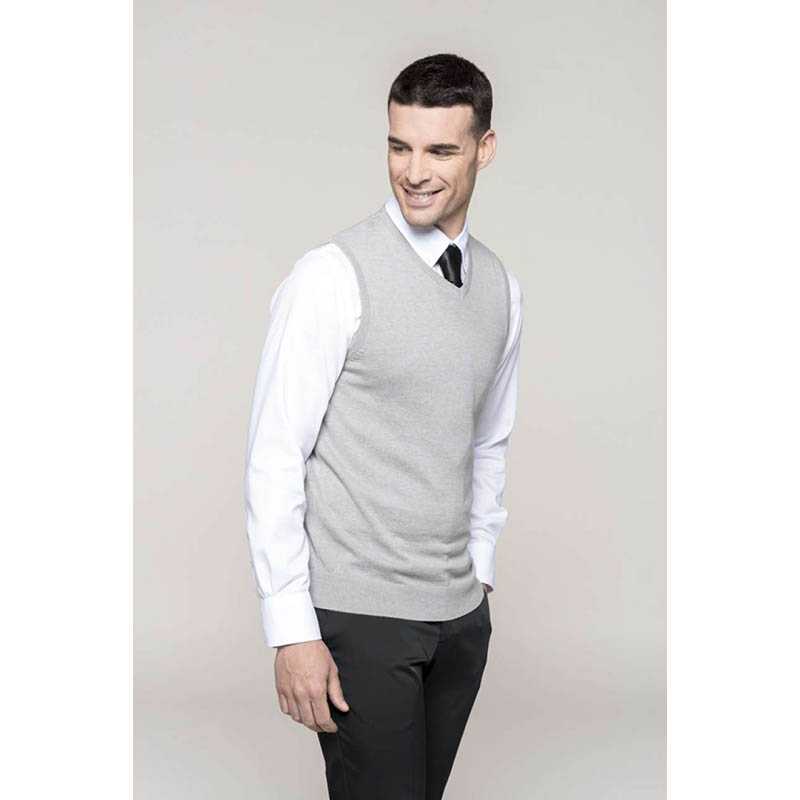 Pánsky sveter (KARIBAN MENS SLEEVELESS JUMPER) > šedá (melange) > L