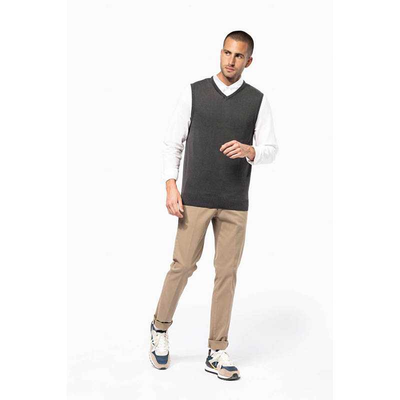 Pánsky sveter (KARIBAN MENS SLEEVELESS JUMPER) > šedá (melange) > L