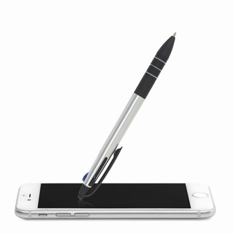 Trojfarebné plastové pero / stylus > strieborná
