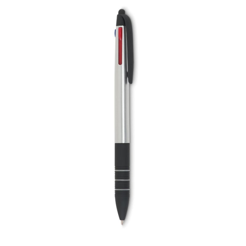 Trojfarebné plastové pero / stylus > strieborná