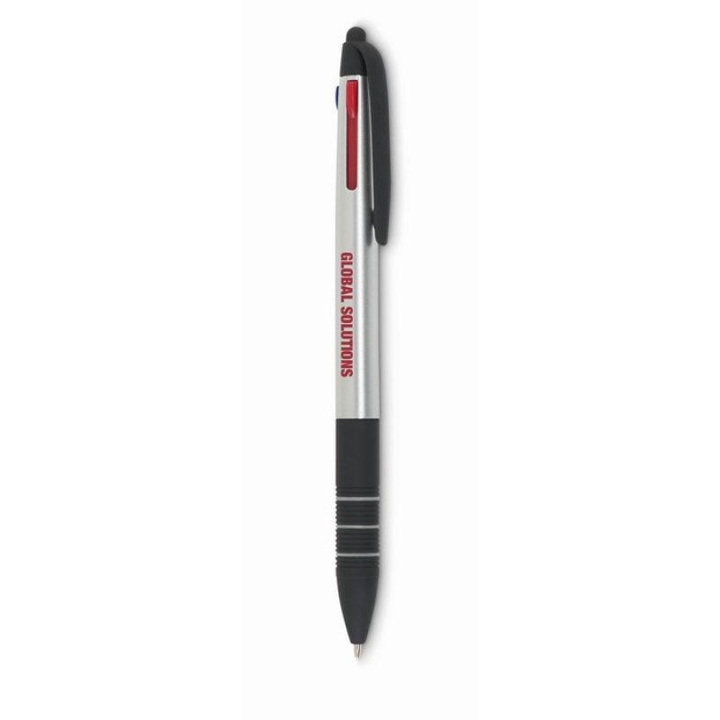 Trojfarebné plastové pero / stylus > strieborná