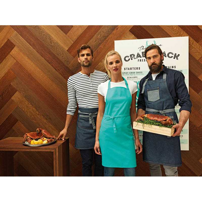 Zástera (PREMIER "DOMAIN" CONTRAST DENIM BIB APRON) > modrá (indigo denim)