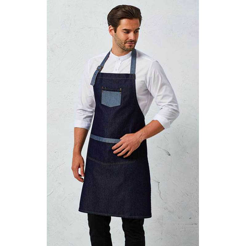 Zástera (PREMIER "DOMAIN" CONTRAST DENIM BIB APRON) > modrá (indigo denim)