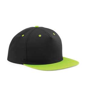 5 panelová unisex šiltovka (Beechfield 5 Panel Contrast Snapback) > čierna / zelená (lime)