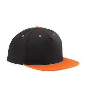 5 panelová unisex šiltovka (Beechfield 5 Panel Contrast Snapback) > čierna / oranžová