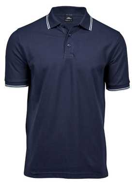 Unisex polokošela (Tee Jays Mens Luxury Stripe Stretch Polo) > modrá (navy) / biela > XL