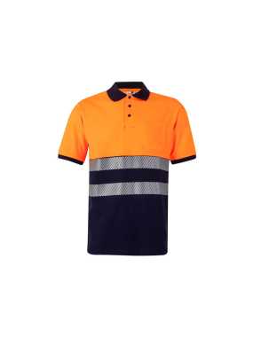 Pánska polokošeľa (VELILLA RS SS TWO-TONE COTTON POLO)>modrá (navy) / oranžová (hi-vis)>L