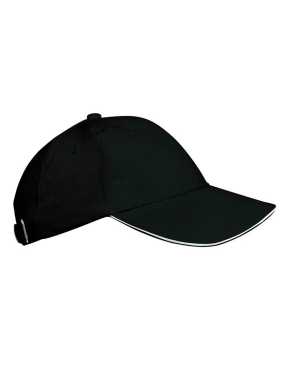 Detská 6 panelová šiltovka (KARIBAN ORLANDO KIDS CHILDREN CAP) > čierna / biela