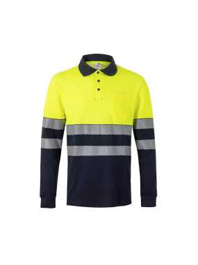 Pánska polokošeľa (VELILLA RS LS TWO-TONE COTTON POLO)>modrá (navy) / žltá (hi-vis)>3XL