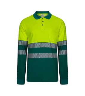 Pánska polokošeľa (VELILLA RS LS TWO-TONE COTTON POLO) > zelená / žltá (hi-vis) > XL