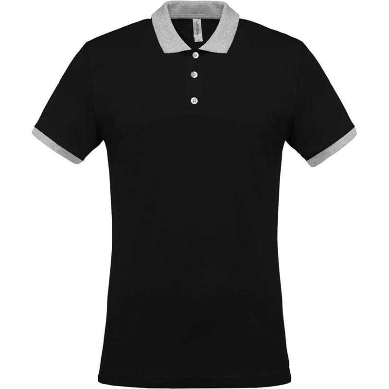 Pánska polokošeľa (Kariban"MEN'S TWO-TONE PIQUÉ POLO SHIRT")>čierna / šedá (oxford)>L
