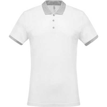 Pánska polokošeľa (Kariban"MEN'S TWO-TONE PIQUÉ POLO SHIRT")>biela / šedá (oxford)>3XL