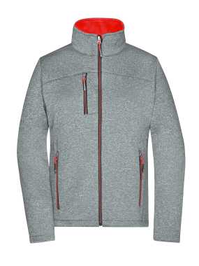 Dámska bunda (JN Ladies Softshell Jacket) > šedá (dark melange) / červená > M