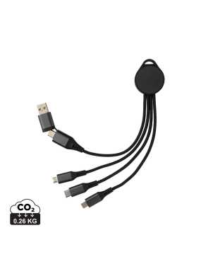 Nabíjací kábel 6 v 1 Terra 12cm z RCS recykl. hliníka a TPE > šedá