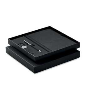 Sada - zápisník, pero a kľúčenka > čierna