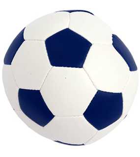 Mäkká futbalová lopta (MBW Vinyl soccer ball) > biela / modrá > O 6,5 cm