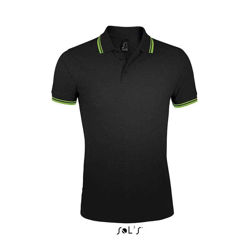 Pánska polokošeľa (SOLS MEN POLO SHIRT) > čierna / zelená (lime) > M