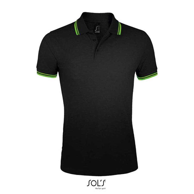 Pánska polokošeľa (SOLS MEN POLO SHIRT) > čierna / zelená (lime) > M