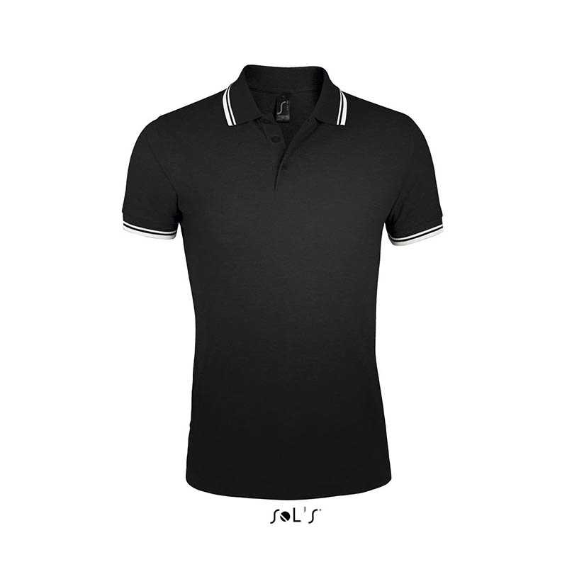 Pánska polokošeľa (SOLS MEN POLO SHIRT) > čierna / biela > 2XL