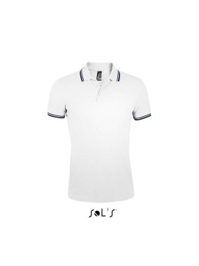 Pánska polokošeľa (SOLS MEN POLO SHIRT) > biela / modrá (navy) > M