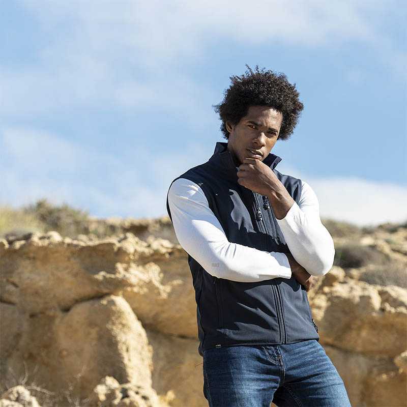 RPET softshellová vesta > modrá (navy) > L