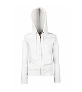 Dámska mikina (FRUIT OF THE LOOM Lady-Fit Hooded Sweat Jacket) > biela > XS