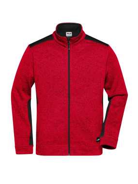 Pánska pracovná bunda(JN Mens Workwear Fleece Jacket)>červená (melange) / čierna>5XL