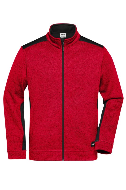 Pánska pracovná bunda(JN Mens Workwear Fleece Jacket)>červená (melange) / čierna>XS