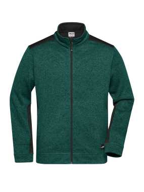 Pánska pracovná bunda(JN Mens Workwear Fleece Jacket)>zelená (dark melange) / čierna>L