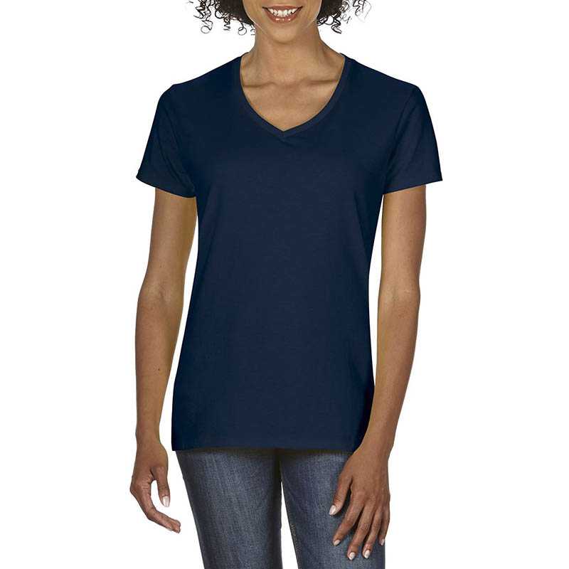 Dámske tričko (GILDAN PREMIUM COTTON LADIES V-NECK T-SHIRT) > modrá (navy) > L