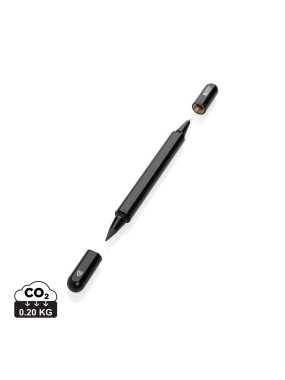 Duálne pero/ceruzka Swiss Peak Storm z RCS recykl. hliníka > čierna