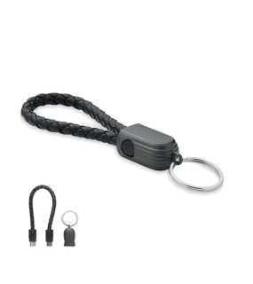 Pletená kľúčenka s USB-C káblom > čierna