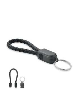 Pletená kľúčenka s USB-C káblom > čierna