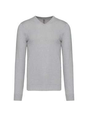 Pánsky sveter (KARIBAN MENS V-NECK JUMPER) > šedá (melange) > M