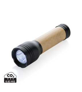 USB svietidlo Lucid 1W z RCS recykl. plastu a bambusu > čierna / hnedá