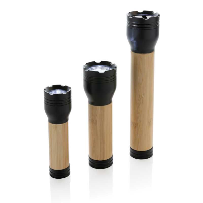 USB svietidlo Lucid 1W z RCS recykl. plastu a bambusu > čierna / hnedá
