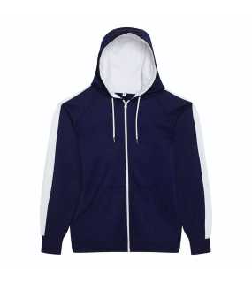 Unisex mikina (Just Hoods SPORTS POLYESTER ZOODIE)>modrá (oxford navy)/biela (arctic)>2XL