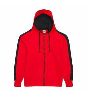 Unisex mikina (Just Hoods SPORTS POLYESTER ZOODIE) > červená (fire)  čierna (jet) > M