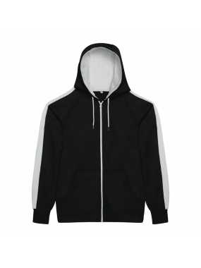 Unisex mikina (Just Hoods SPORTS POLYESTER ZOODIE) > čierna (jet) / biela (arctic) > M