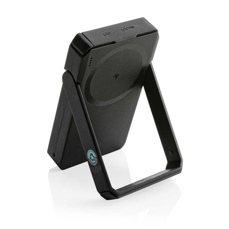 Solárna bezdrôt. powerbanka Skywave 5000mAh 10W z RCS RPET > čierna