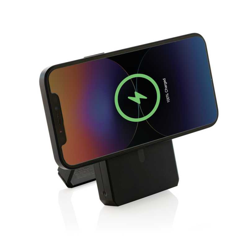 Solárna bezdrôt. powerbanka Skywave 5000mAh 10W z RCS RPET > čierna